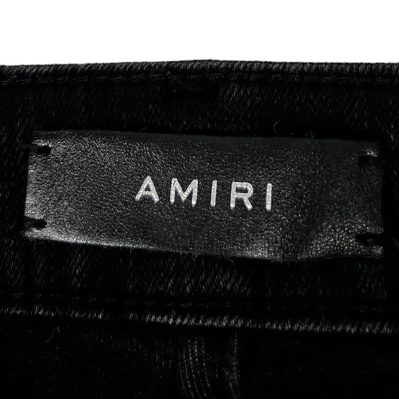 Amiri Mens 30 X 31 Jeans Leather Patch Ripped Skinny Black Cotton Blend Stretch - Picture 9 of 11
